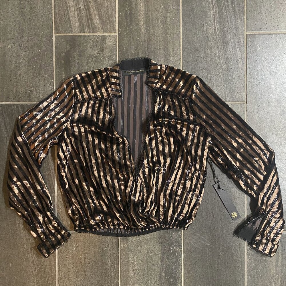 House Of Harlow 1960 X Revolve Joli Blouse Top Sparkle Shimmer Small NWT